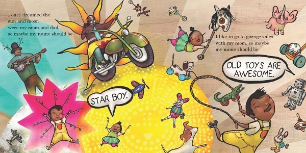 Spread from: http://www.slj.com/2016/03/diversity/how-a-library-raised-yuyi-morales-the-award-winning-illustrator-on-sherman-alexies-thunder-boy-jr-and-more/#_